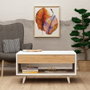 Hanah Home Mesa de Centro de 2 Niveles en Roble y Blanco con Cajón